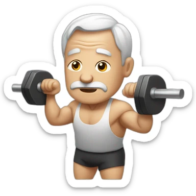 Weak old man working out sticker
