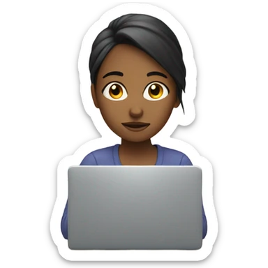 A girl with a laptop sticker
