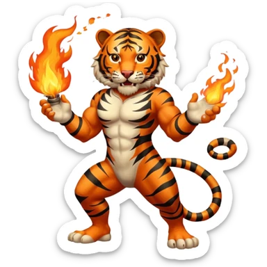 tiger  vintage-circus-performer-spitting-fire full body sticker