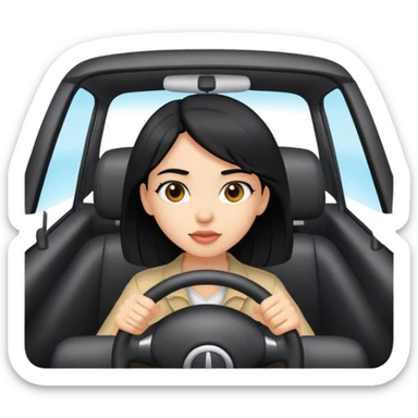 black haired girl driving a car sticker