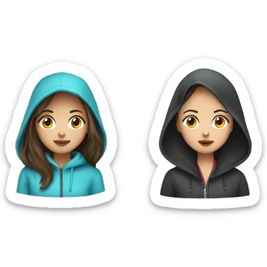 A Russian brunette girl and a Kazakh girl wearing hoodies  sticker