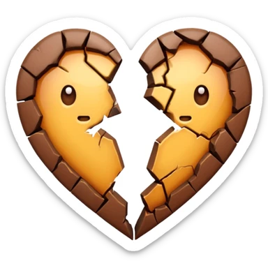 brown heart broken into two pieces sticker