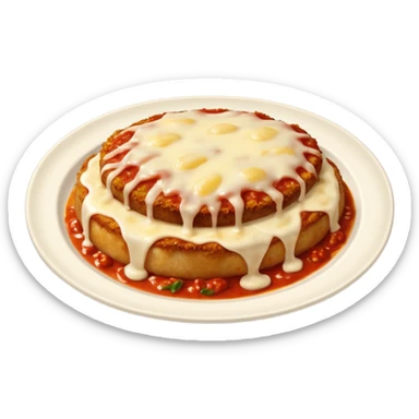 veal parmesan on a dish sticker
