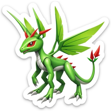Cute Cool Edgy Shiny Futuristic Ethereal Legendary Kartana-Digimon-Scyther-Flygon-hybrid full body sticker