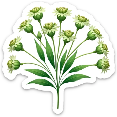 Airy and minimal, green stems with fine stems spreading outward and clustered seeds creating a lace-like texture. sticker