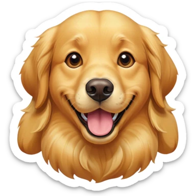 Cinematic Comical Golden Retriever Portrait Emoji, Head tilted dramatically with an exaggeratedly amused expression, featuring a vibrant golden coat with a lively sheen, wide, expressive brown eyes filled with playful disbelief, Simplified yet hilariously expressive features, highly detailed, glowing with a slightly sassy glow, high shine, dramatic yet playful, stylized with an air of cheeky mischief, bright and endearing, soft glowing outline, capturing the essence of a spirited and over-the-top companion, so meme-worthy it feels like it could side-eye its way into internet fame instantly! sticker