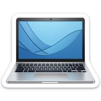 3D minimal icon of a premium silver or gray laptop with no logos, placed on a color #FF3D00 gradient background. Clean, modern, high-end tech style. sticker