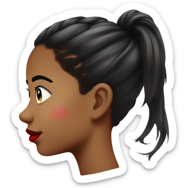 side profile of an emoji with red lips and a black and white ponytail with hyperpigmentation on her cheek  sticker