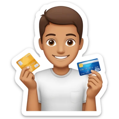 smiling face with credit card in hand and a pile of salt in front of it sticker