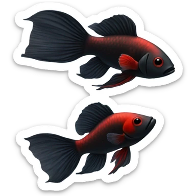 Fully Black with tiny red lines betta fish short fins sticker