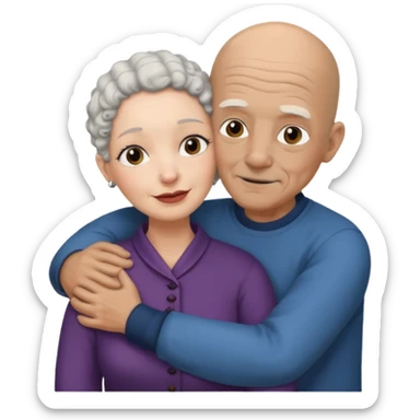 White no hiar Old man hugging dack skin curly hair woman sticker