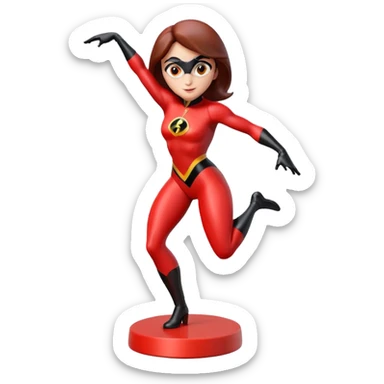 Isolated, detaile illustration of the most incredibly adorable superhero Elastigirl
figurine imaginable, toy style, 3D. sticker