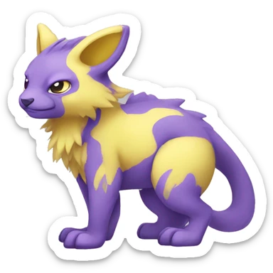 Cute cool purple yellow animal hybrid Fakemon full body sticker