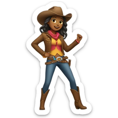 dancing girl cowboy sticker