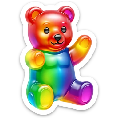 A neon rainbow gummy bear sticker