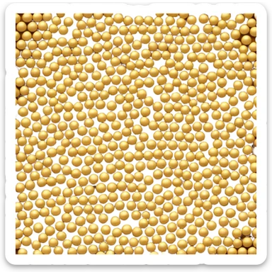 loose scatter of small round mustard seeds in warm yellow to light brown shades, matte finish, slightly rough texture, compact uniform seeds in a natural pile or light scatter, soft lighting, subtle shadows, emoji scale sticker