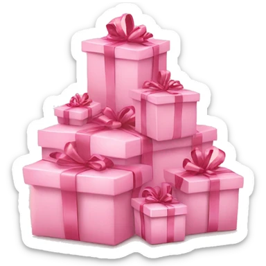 multiple light pink gifts in detail with ribbons under Christmas tree  sticker