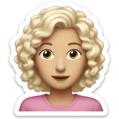 Mom with polar blonde hair, brown eyes and her adult daughter with curly brown hair and brown eyes sticker