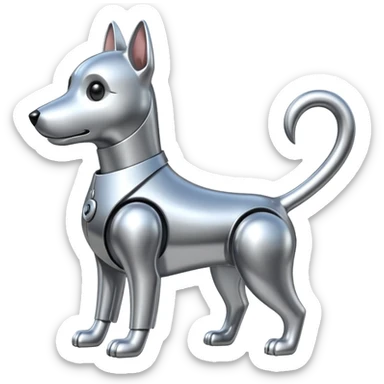 Robots Dog Bot – Mechanical dog with metal body, wagging tail sticker