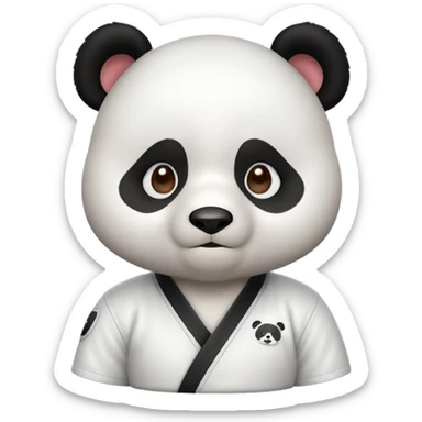 cute panda doing karate portrait, head and shoulders only, wearing white gi uniform, black belt visible, determined face, 3D cartoon, mobile game icon style, clean background, no text, no watermark
 sticker