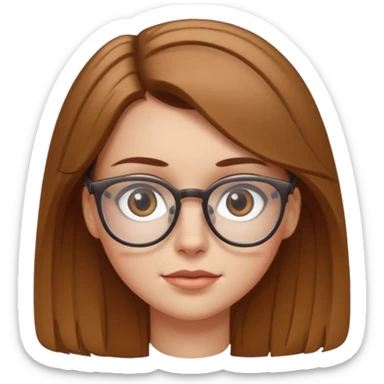 Make a white girl who has a little bit of a indent on her left eye do to a four wheeler rec light brown hair with glasses clear glasses and make a little dent in her left eyebrow sticker