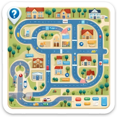 Game board named Journey of Type 1 diabetes and Aging.  Landing spots for hospital, a house, senior residential, advocacy, physical changes, coping skills, knowledge. Subtext: Aging with Type 1 Diabetes, large enough to read for seniors  sticker