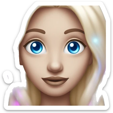 magical diva with thin pink andromedan skin long hair and blue eyes glowing third eye sticker