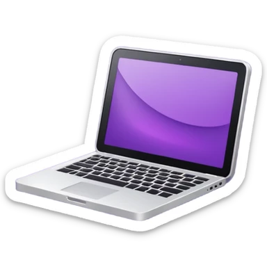 Purple icon: a book with laptop. Minimal, web style. sticker