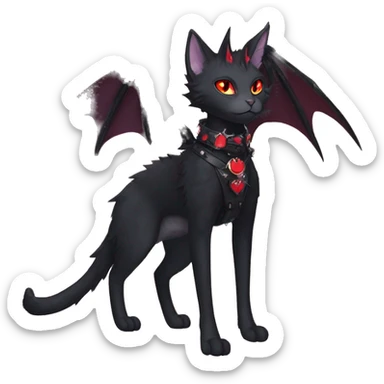 cool edgy elegant beautiful black punk red ethereal fantasy emo pretty nargacuga-bat-cat-Fakemon collar harness full body sticker
