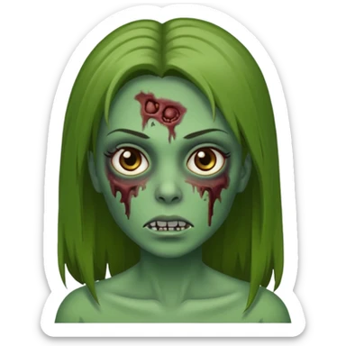 Faça uma zombie mulher verde, bonita de olhos castanhos e cabelo liso sticker