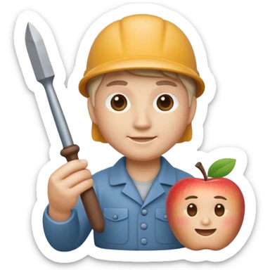 Apple Memoji-style 3D emoji of a sculptor with a small statue and chisel, smooth gradients, rounded edges, no background.
 sticker