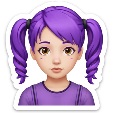 Girl with purple hair with a pigtails sticker