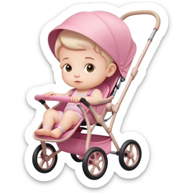cute baby sitting in a pink gradient and beige stroller sticker