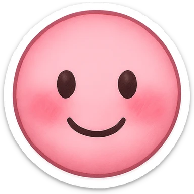 pink face with blushing cheeks emoji, digital illustration sticker