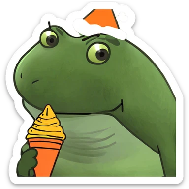 A purple bufo with a cone on its head sticker