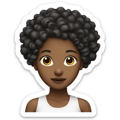 Girl whit curly hair black and skin white  sticker