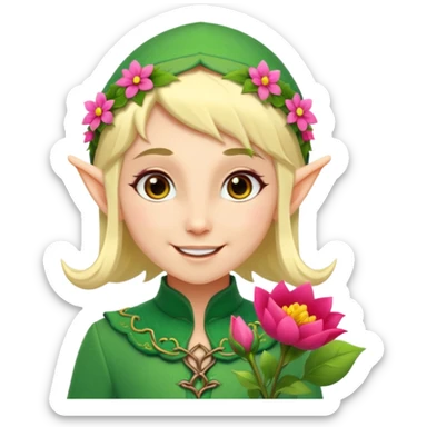 un elfe qui offre des fleurs sticker