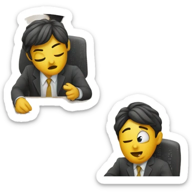 European students sitting at desks. One tries to catch a bag sticker