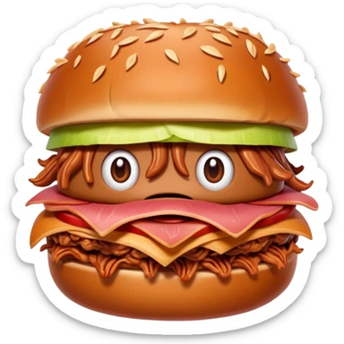 shredded pulled pork meat only, no bun, no sides, no sauce, apple emoji style sticker