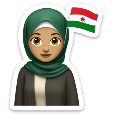 Hijabi girl holding Lebanese flag sticker