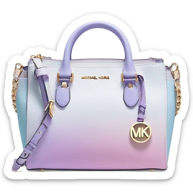 Realistic isolated pastel pink ,light blue ,and light purple ombre Michael Kors satchel purse.  sticker