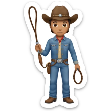 Cowboy riding a horse with whip sticker