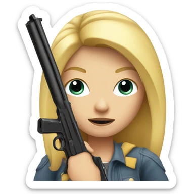Blonde girl holding gun  sticker