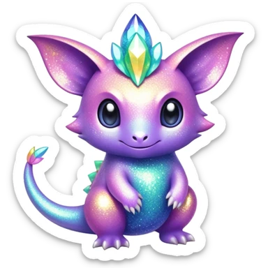 Pastel Randomly-colored sparkly exotic Fakémon-creature sticker