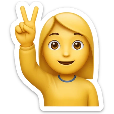 A simple yellow emoji face with one hand raised, holding up 3 fingers on one hand (thumb, index, middle fingers like the number three). Clean cartoon emoji style. sticker