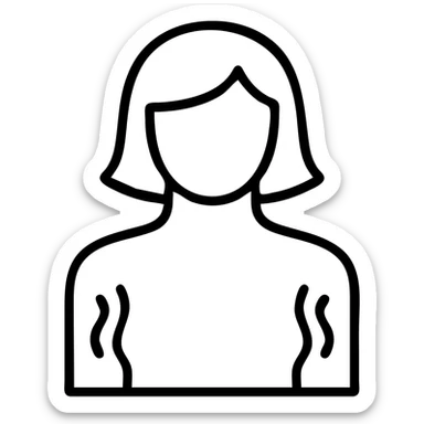 simple icon of female silhouette with lines suggesting loose skin, skin flaccidity, transparent background sticker