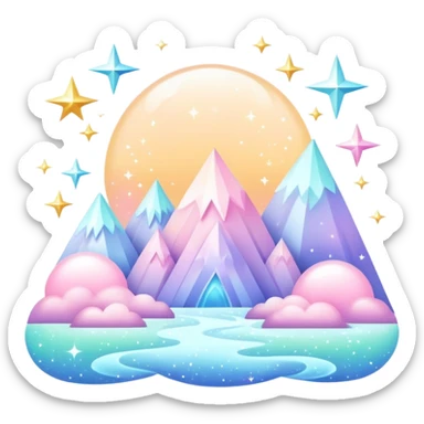Pastel divine celestial glistening glossy sparkly shiny glittery scenery  sticker