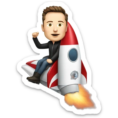 Elon Musk riding on rocket  sticker