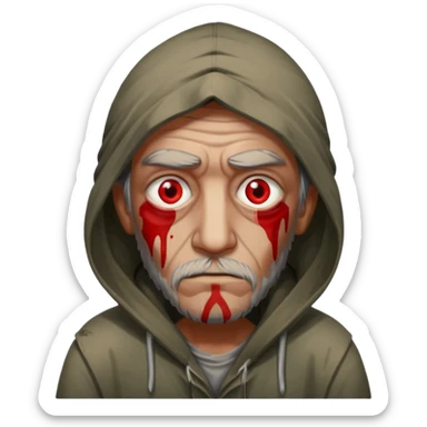 homeless man with red eyes sticker