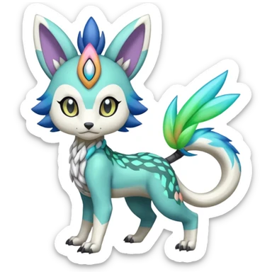 Colorful Exotic Randomly-colored Cartoon Anime Meloetta-WereGarurumon-Trico-Pokémon-Fakémon-fusion-hybrid-creature sticker